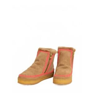 NEW LAIDBACK LONDON women's setsu crochet crepe ankle boot in neon pink